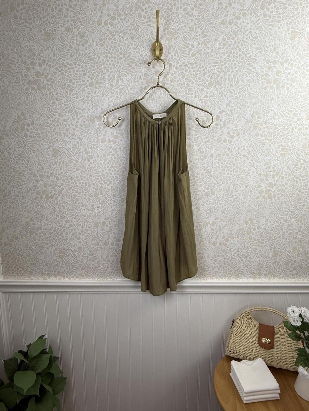 Ramy Brook Lightweight Olive Green High Neck Sleeveless Tank - Size - Small